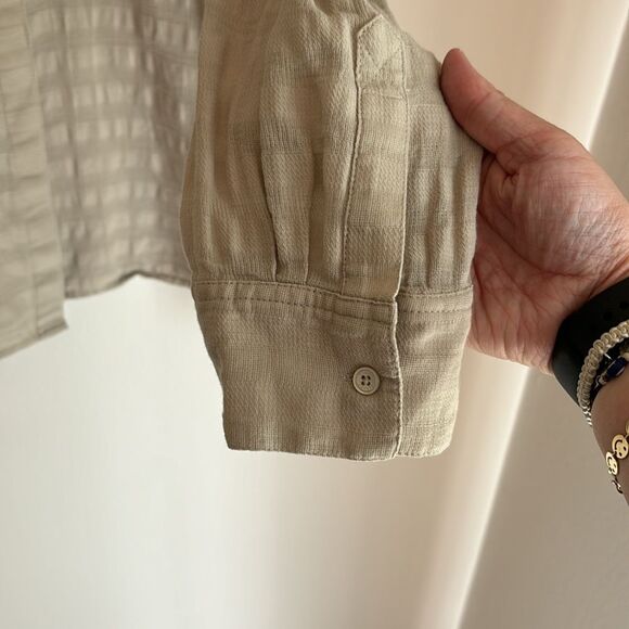 Tommy Bahama Women’s 100% cotton collared shirt stripped tan cover up tunic LG - Picture 6 of 10